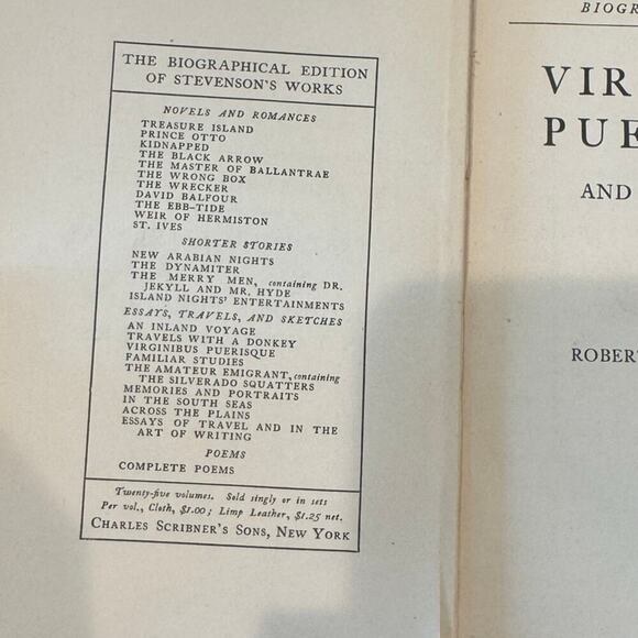 Virginibus Puerisque & Other Papers Biographical Ed Robert Louis Stevenson 1905 - Picture 13 of 16